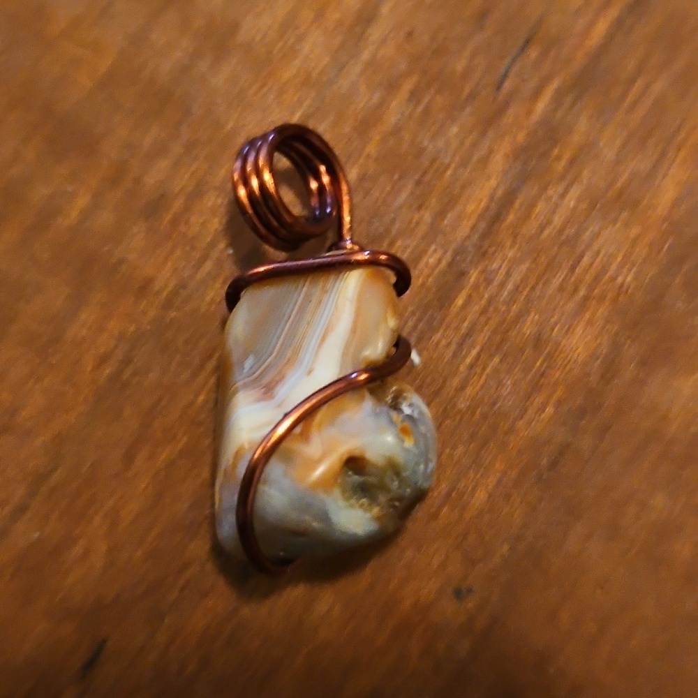 Handcrafted banded agate Wire-Wrapped Pendant